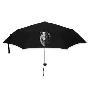 Funny Robot Art Wolf Cyborg Animal AI Wolf - Umbrella (small) - black - Front