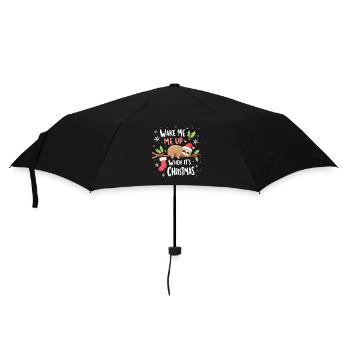 Süßes Faultier- Weck mich auf wenn Weihnachten ist - Regenschirm (klein) - Schwarz - Vorne