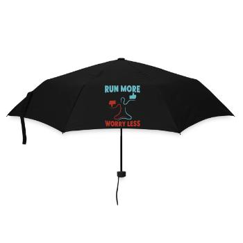 Running Run More Worry Less Marathon Runner - Regenschirm (klein) - Schwarz - Vorne