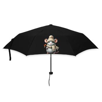 Cute mouse with a warm knitted hat and scarf - Umbrella (small) - black - Front