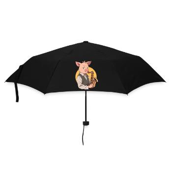 Saxophone Player Pig - Umbrella (small) - black - Front