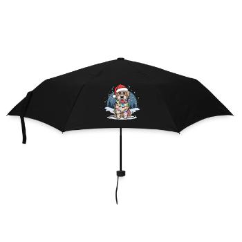 Wheaten Terrier à poil doux Noël lumières de Noël - Parapluie standard - noir - Devant