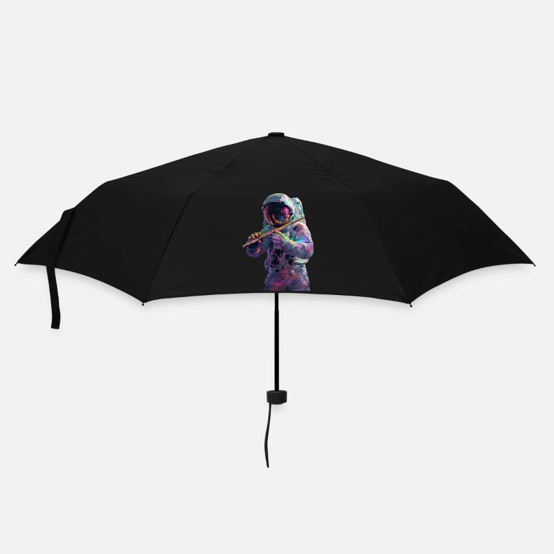 Astronaut Querflöte - Regenschirm (klein) - Schwarz