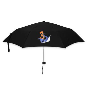 Drei 3 - Nummer 3 - Zahl 3 Geburtstag - Regenschirm (klein) - Schwarz - Vorne