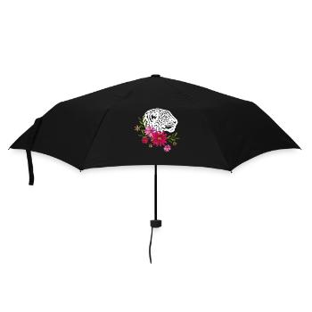Leopard With Flowers - Umbrella (small) - black - Front