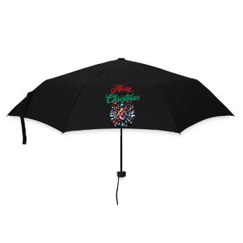 Merry Christmas wishes funny reindeer - Xmas - Umbrella (small) - black - Front