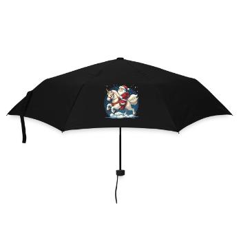 Funny Santa Claus Unicorn Motif - Umbrella (small) - black - Front