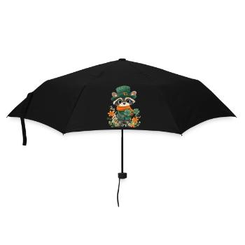 St Patrick’s Day Raccoon Décoration Femmes Hommes Enfants - Parapluie standard - noir - Devant