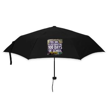 Funny Outfit teacher & student 100 days of school - Umbrella (small) - black - Front