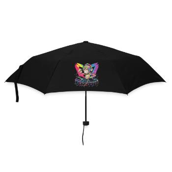 Dj Rave Festival Cool Monkey With Headphones Party - Umbrella (small) - black - Front