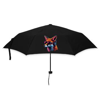 Lustiges Fuchs Fox Kunst Tier Natur Wildtier Tiere - Regenschirm (klein) - Schwarz - Vorne