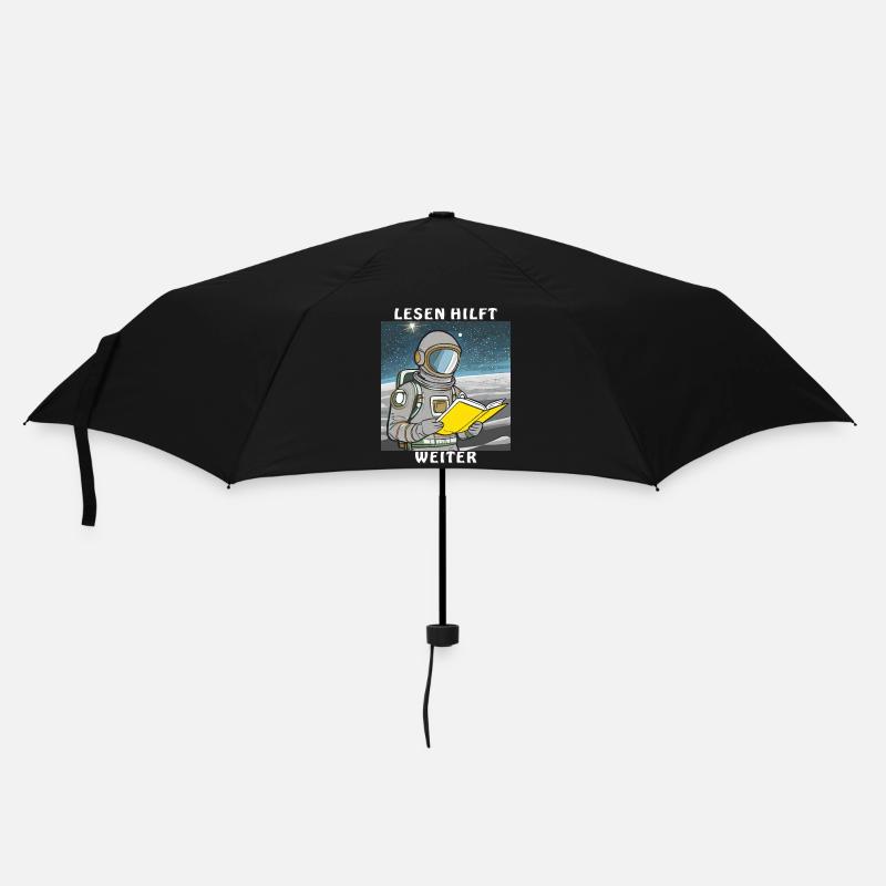 ASTRONAUT BUCH LESEN HILFT WEITER - Regenschirm (klein) - Schwarz