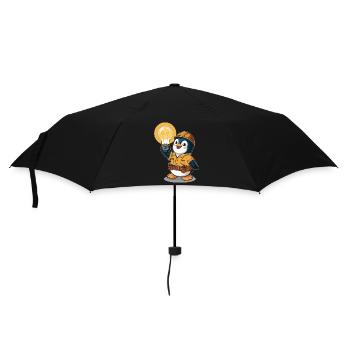 Pingouin électricien avec ampoule - Parapluie standard - noir - Devant