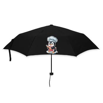 Cute penguin baker with rolling pin - Umbrella (small) - black - Front