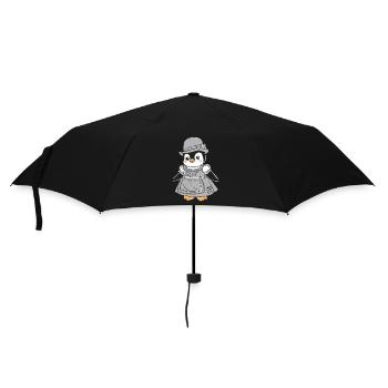 Süßer Pinguin Im Dirndl Kostüm - Regenschirm (klein) - Schwarz - Vorne