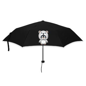 Penguin in cuddly bear costume - Umbrella (small) - black - Front