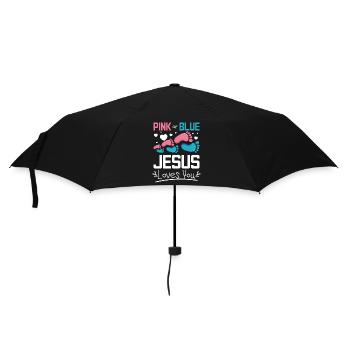 Pink or blue jesus loves you - Regenschirm (klein) - Schwarz - Vorne