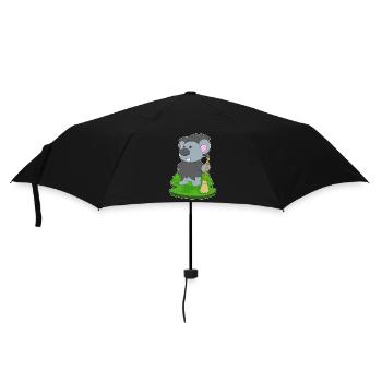 Maus Hexe Besen - Regenschirm (klein) - Schwarz - Vorne
