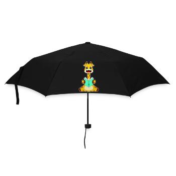 Giraffe Nerd Buch - Regenschirm (klein) - Schwarz - Vorne