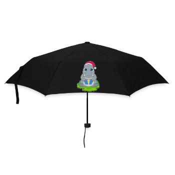 Hippopotamus Christmas Package - Umbrella (small) - black - Front