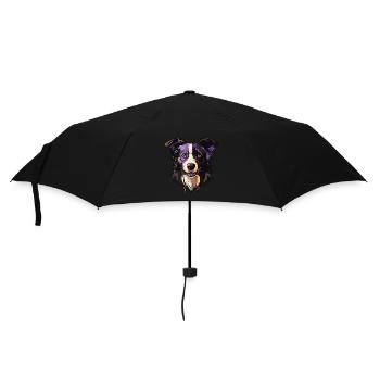 Border Collie Hund Porträt - Regenschirm (klein) - Schwarz - Vorne
