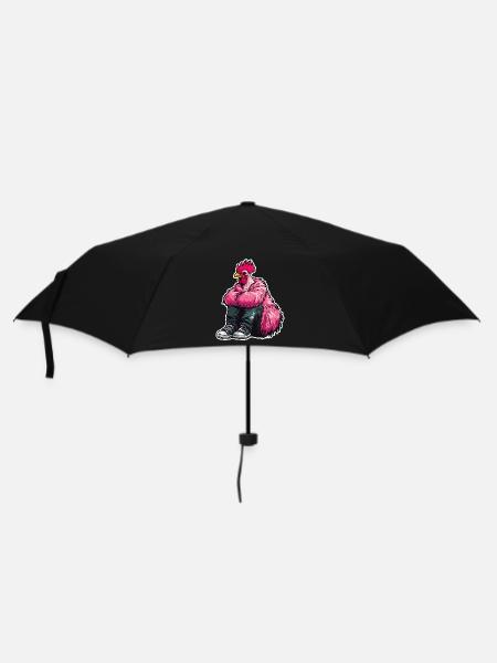 Coq de mode à la mode en plume rose Veste de poulet - Parapluie standard - noir
