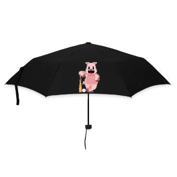 Pig Baseball Baseball Bat - Umbrella (small) - black - Front