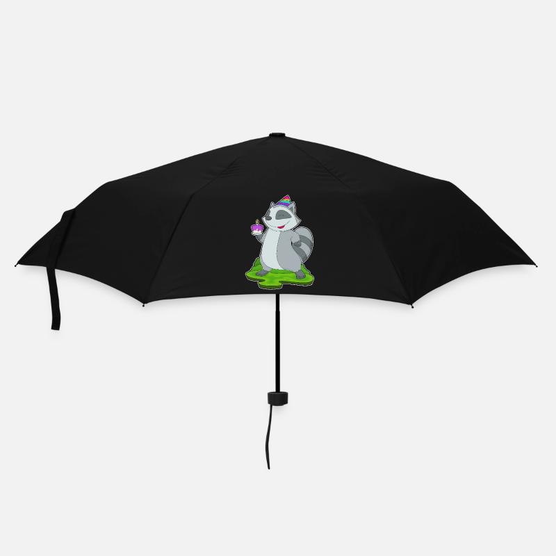 Waschbär Geburtstag Kuchen - Regenschirm (klein) - Schwarz