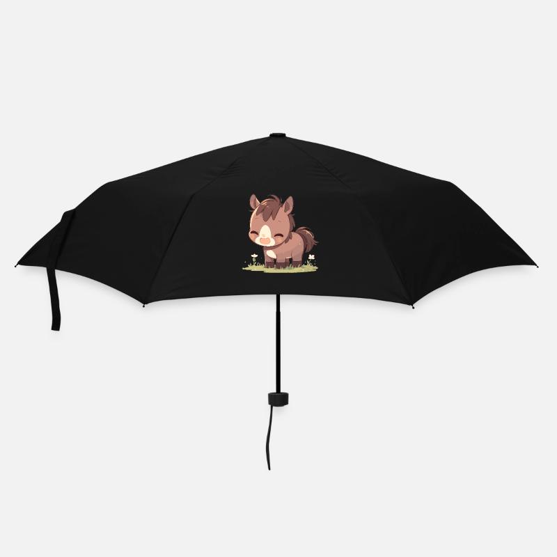 Pferde Pferd - Regenschirm (klein) - Schwarz