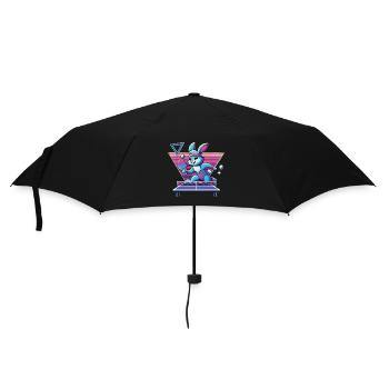 Vaporwave Lapin de Tennis de Table Sinthwave Retro - Parapluie standard - noir - Devant