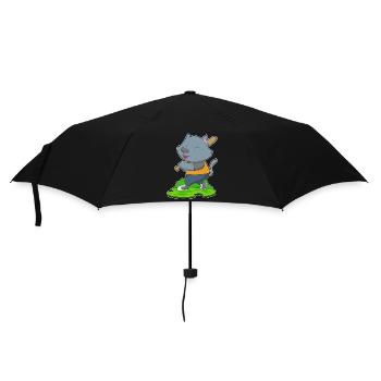 Katze Baseball Baseballschläger - Regenschirm (klein) - Schwarz - Vorne