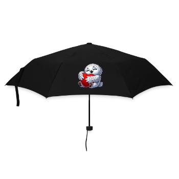 Hibou amoureux Harfang des neiges Coeur Saint-Valentin - Parapluie standard - noir - Devant