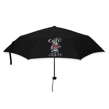 Cute but Crazy Nilpferd Comic Stil lustiges Motiv - Regenschirm (klein) - Schwarz - Vorne