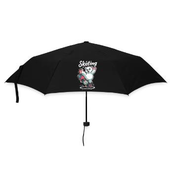 Cute Bear on Skateboard Skating - Umbrella (small) - black - Front