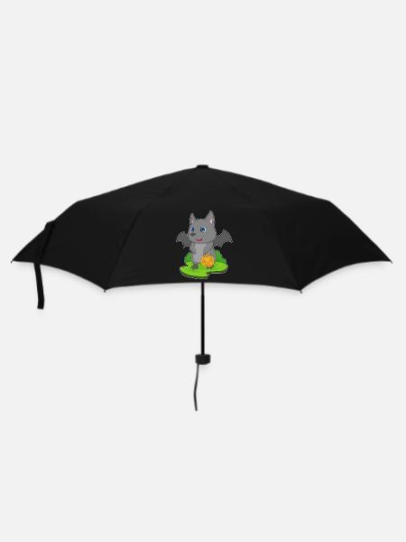 Fledermaus Halloween Kürbis - Regenschirm (klein) - Schwarz