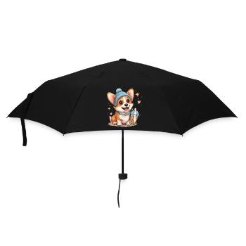 Bubble Tea Corgi Kawaii Pastel Beanie Cute - Umbrella (small) - black - Front