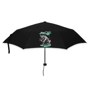 Crazy Rhino on the Edge of Madness Comic Style - Umbrella (small) - black - Front