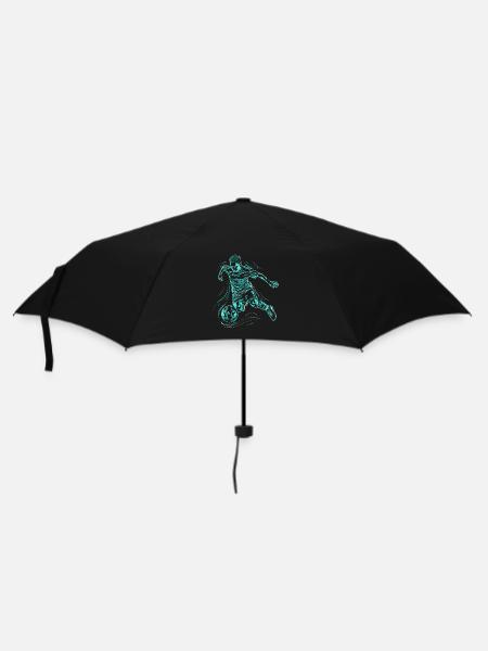 Fußballjunge Zeichnung - Regenschirm (klein) - Schwarz