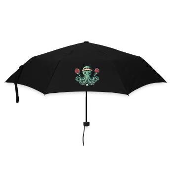 Lustiger Tischtennis Oktopus Cartoon Für Sportfans - Regenschirm (klein) - Schwarz - Vorne