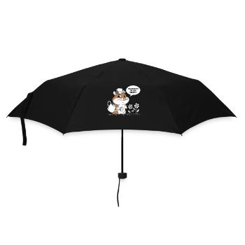 Niedlicher Hamster Mit Gießkanne Und Blumen - Regenschirm (klein) - Schwarz - Vorne