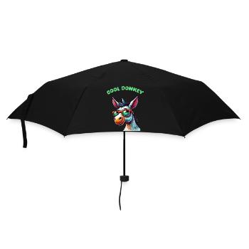 esel comic cool - Regenschirm (klein) - Schwarz - Vorne