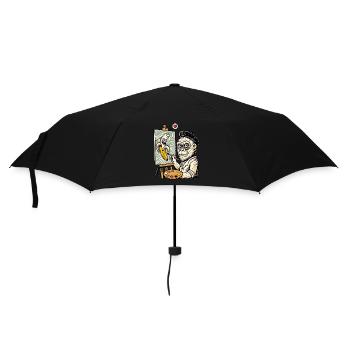 Art & Humor: Artist Gorilla Paints Banana - Umbrella (small) - black - Front