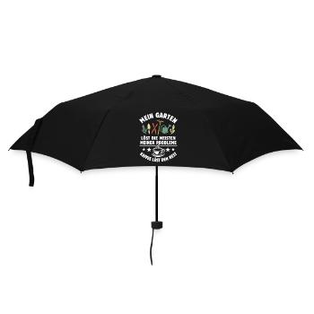 Mein Garten löst meine Probleme - Kaffee Spruch - Regenschirm (klein) - Schwarz - Vorne