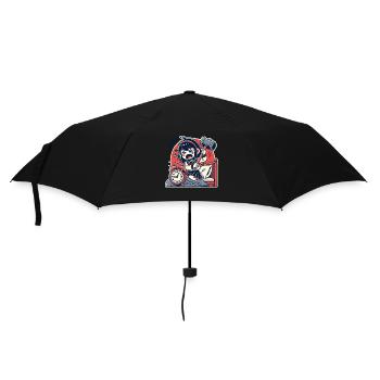 Fille fatiguée avec un marteau et un réveil - Parapluie standard - noir - Devant