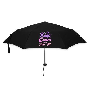 Bewahren Sie die Ruhe und starten Sie in den Urlaub - Regenschirm (klein) - Schwarz - Vorne