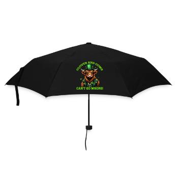 Klee und Kühe können nichts falsch machen - Regenschirm (klein) - Schwarz - Vorne