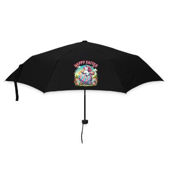 Frohe Ostern Einhorn – Buntes Ei Design - Regenschirm (klein) - Schwarz - Vorne