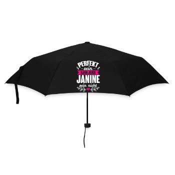 Janine - Perfekt Sein Kann Jeder Janine Sein Nicht - Regenschirm (klein) - Schwarz - Vorne