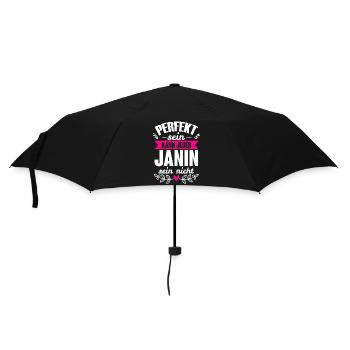 Janin - Perfekt Sein Kann Jeder Janin Sein Nicht - Regenschirm (klein) - Schwarz - Vorne