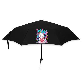 Chat Printemps Fleurs Coeur Enfants Bébé Chaton - Parapluie standard - noir - Devant
